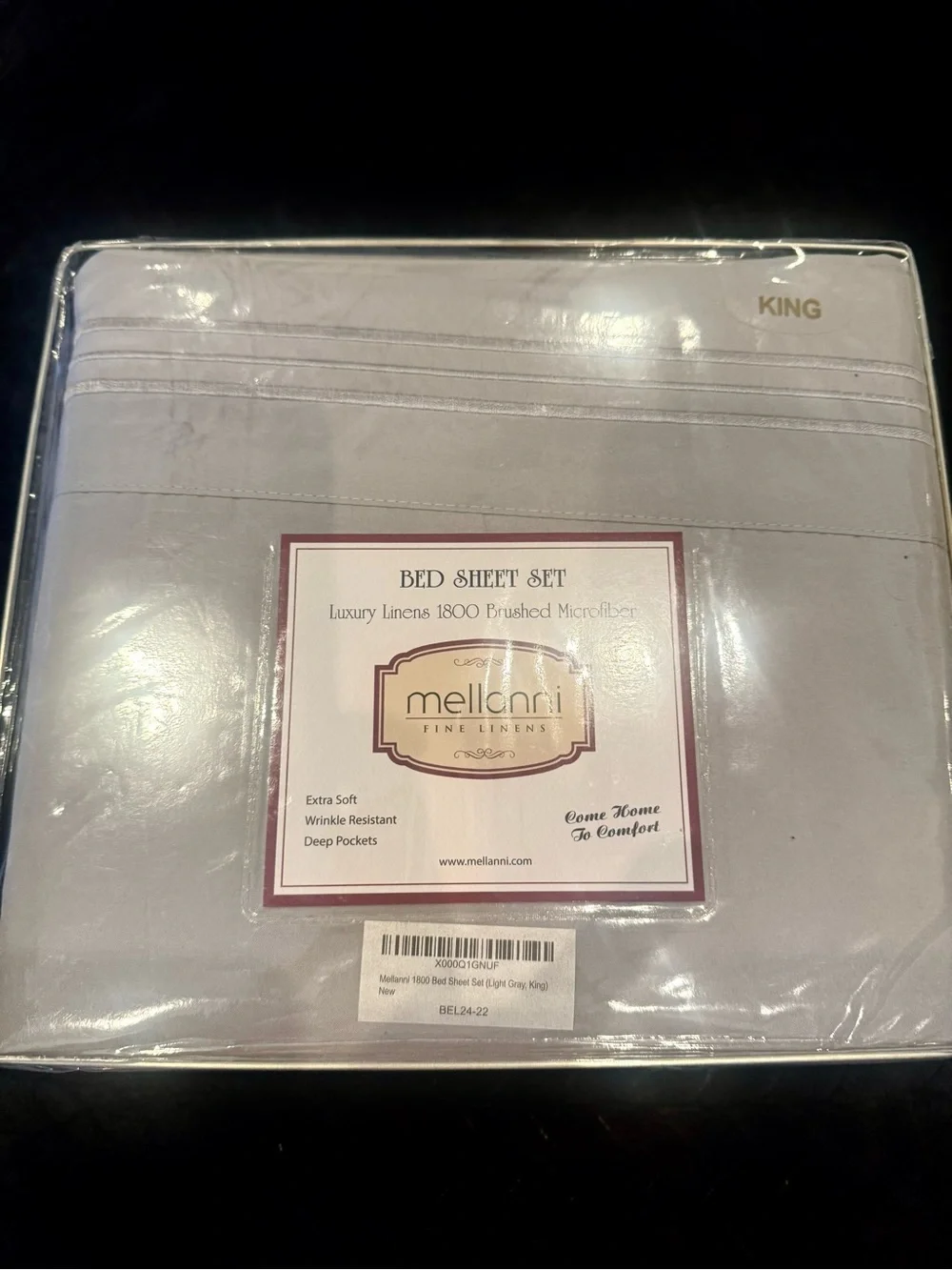 Mellanni Luxury Linens 1800 100% Brushed Microfiber King Size Light Gray NEW!!